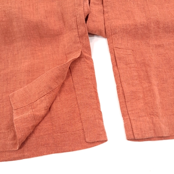 Athleta Retreat Linen Wide Leg Pants Pull On Elastic Pockets Persimmon- Size 18 - Picture 5 of 12